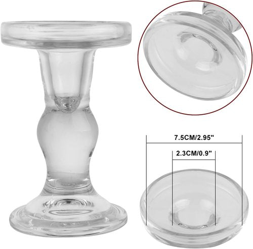 Crystal Candlestick Holders Set by [Brand Name] - Elegant 3-Piece Glass Candle Holders for Weddings & Home Decor | Clear