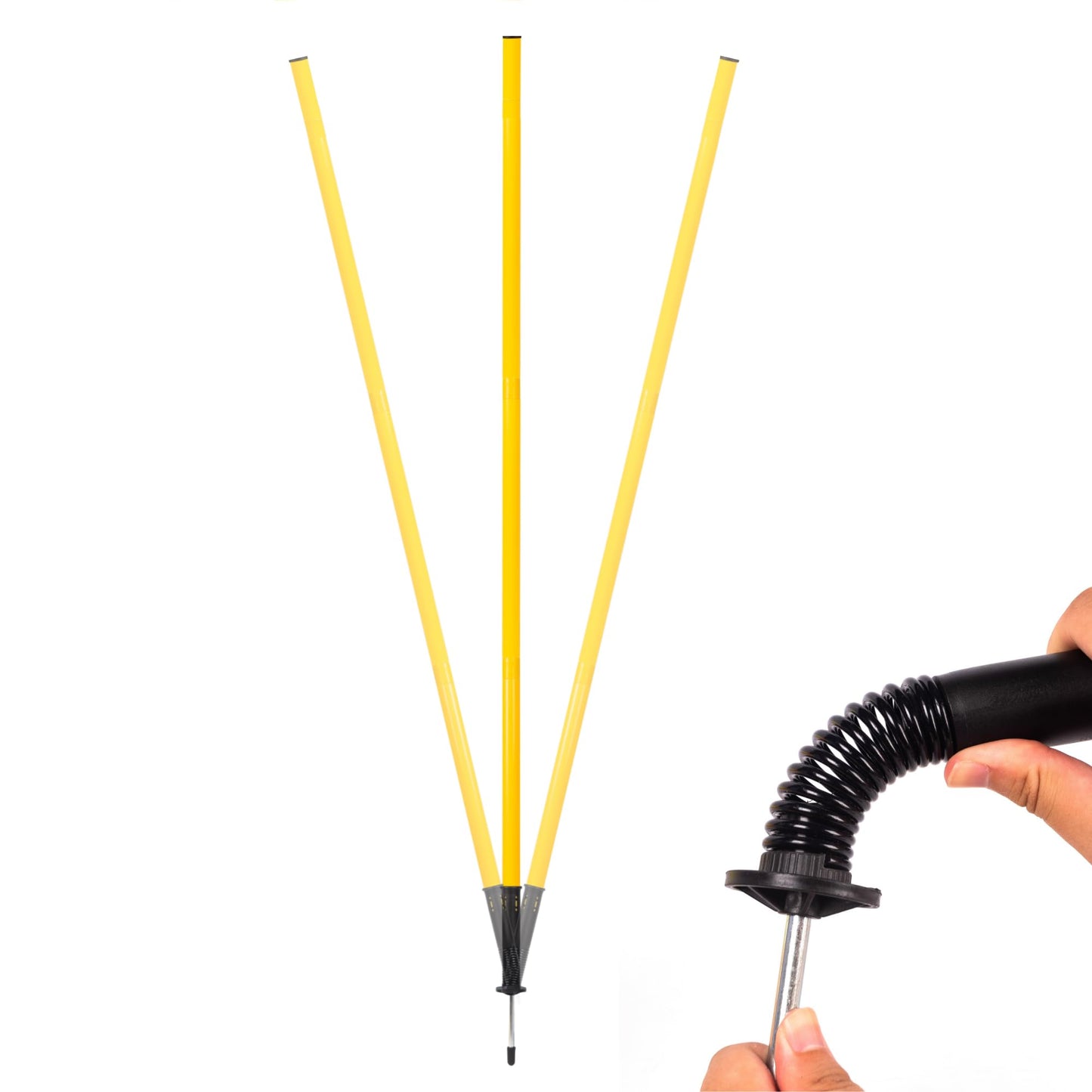 6Pcs 5FT Agility Poles for Soccer,Basketball,Football,Dog,Horse Training-Adjustable Speed and Agility Training Equipment Sports Training Sticks with Ground Spring Nails and Storage Bag(Yellow)