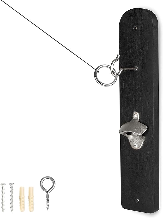 Barcaloo Hook and Ring Game with Bottle Opener and Magnetic Bottle Cap Catch - Adult Ring Toss Game for Both Indoor and Outdoor Use