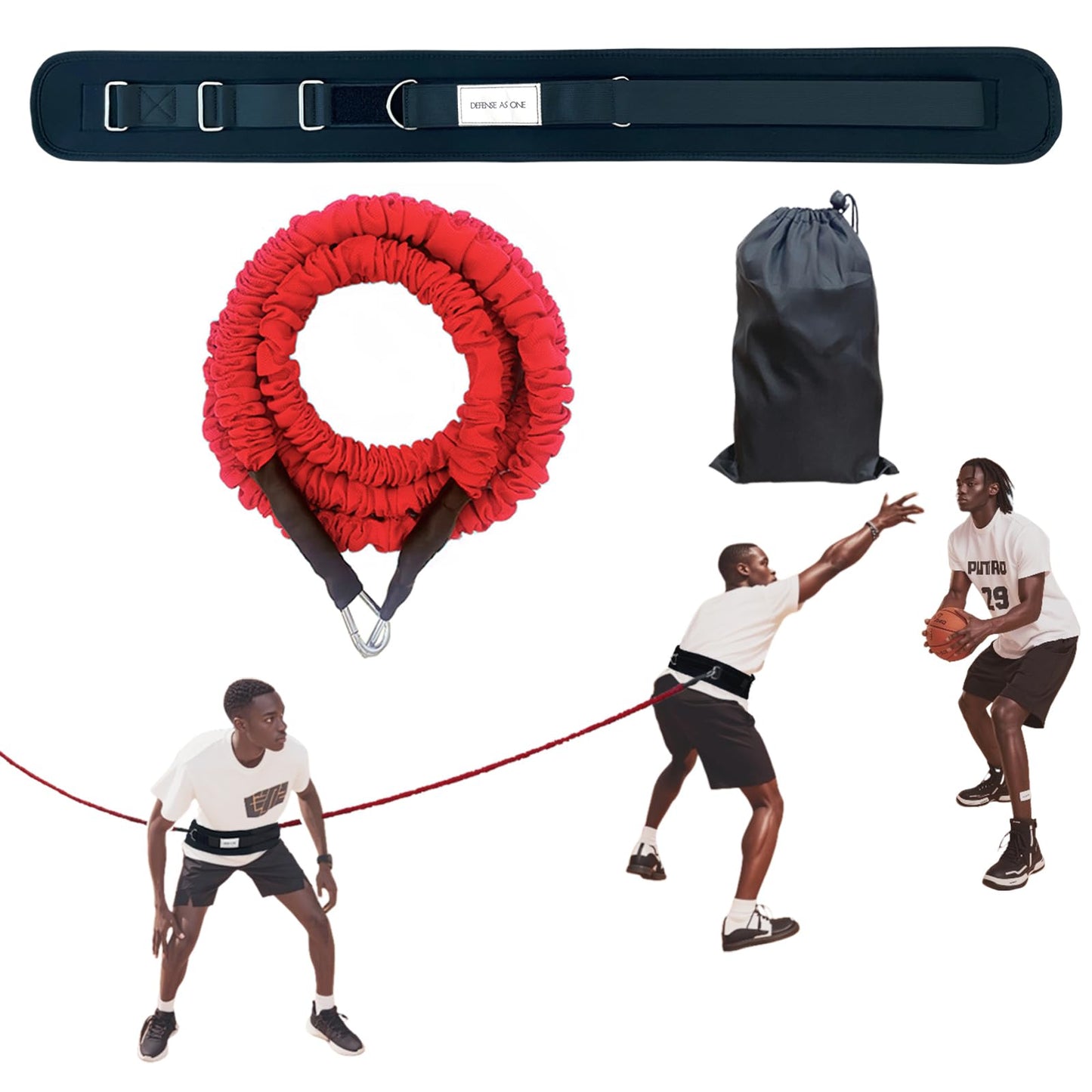 bibahala Zone Defense Resistance Band Belt Trainer Kit 1 Pc Widened Belt 1 Pc 2-Meter Resistance Band Basketball Training Equipment Men-to-Men Defense Training Improve Collaborative Defense Speed