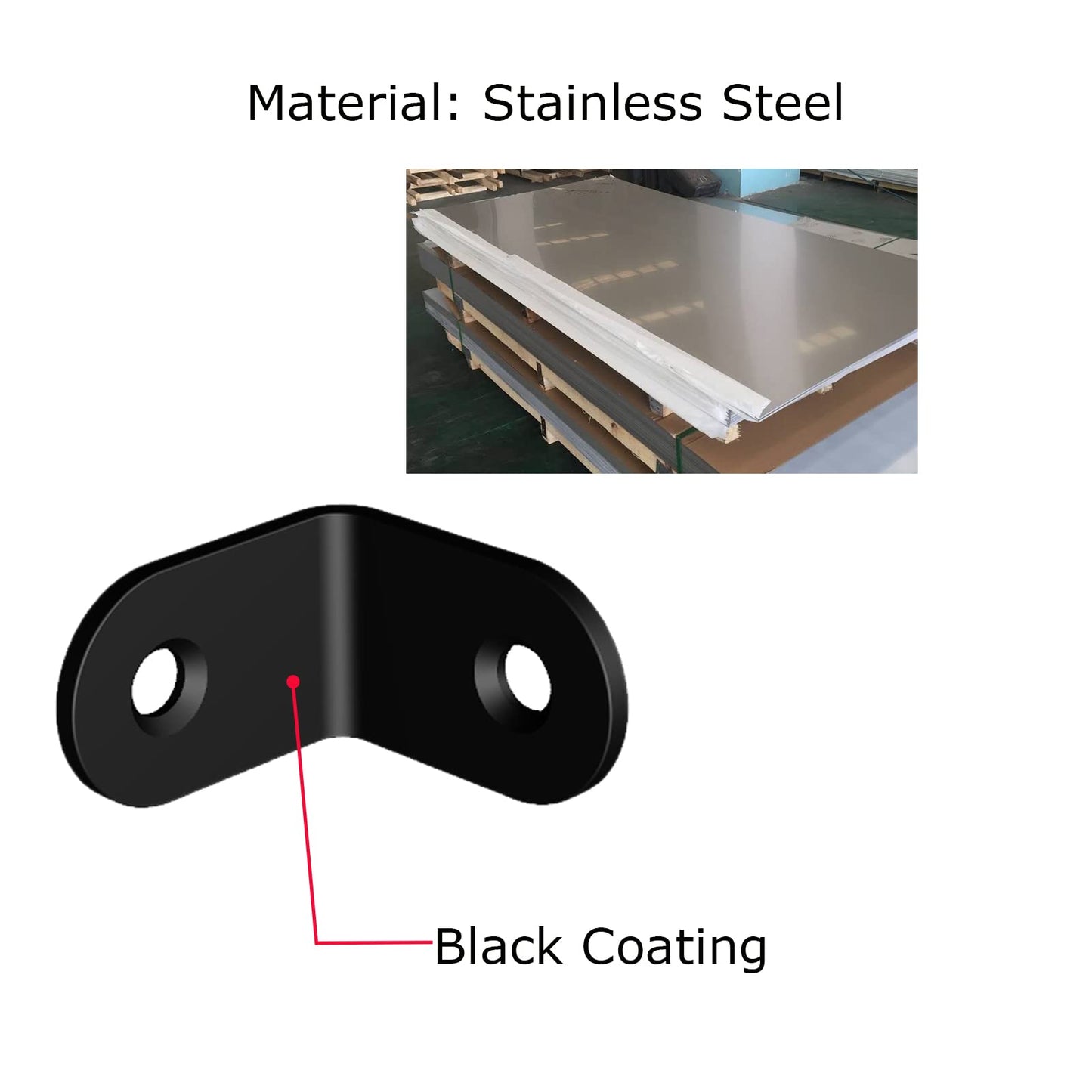 Corner Brace, L Bracket, Corner Brackets of Stainless Steel,Small Angle Support for Home Improvement, Metal Iron Braces for Wood Aufuga (20, Black, 1x1x10.6)