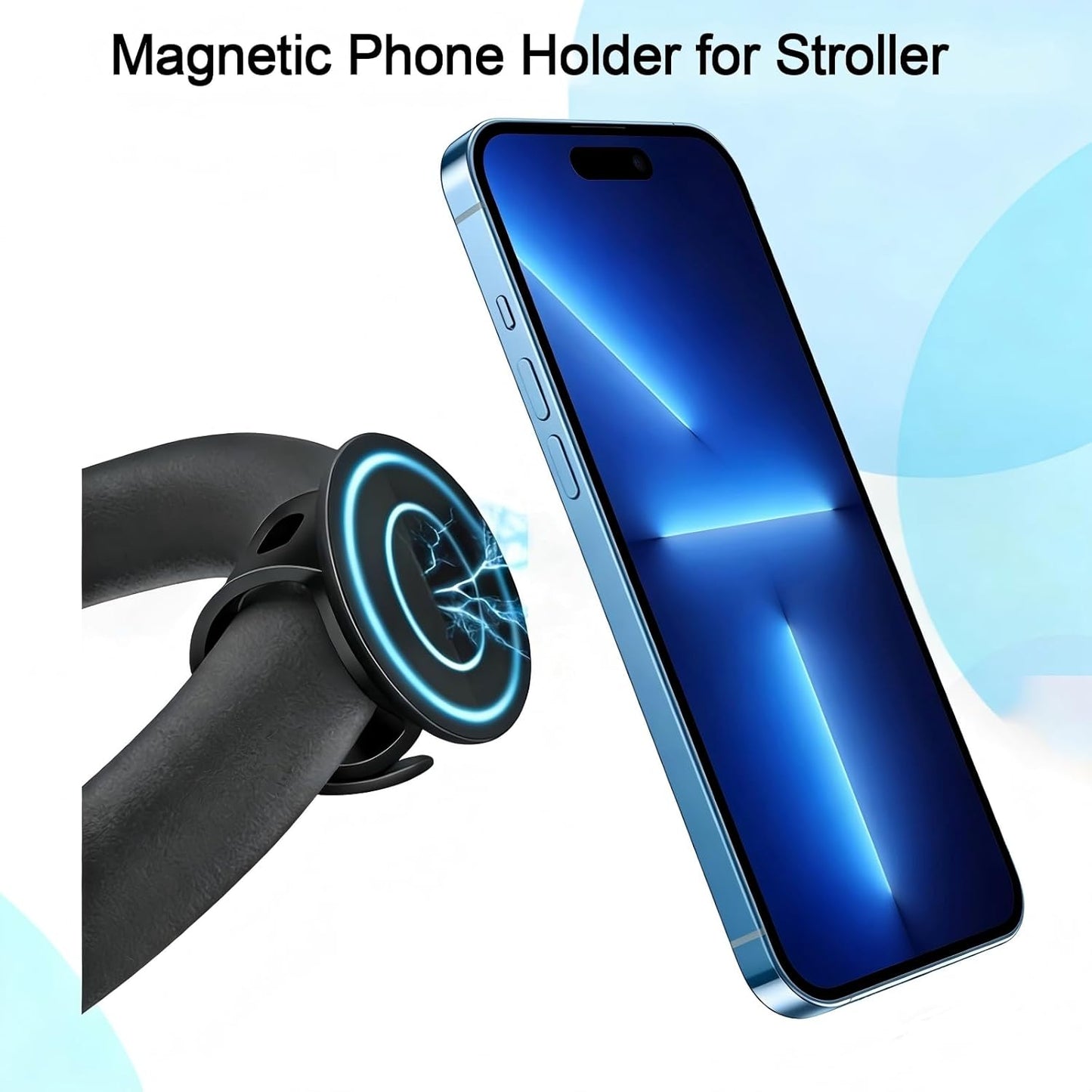 Aerbeis 17 16 15 14 13 12 Stroller Phone Holder for Magsafe iPhone Steering Wheel Phone Mount for Peloton, GYM