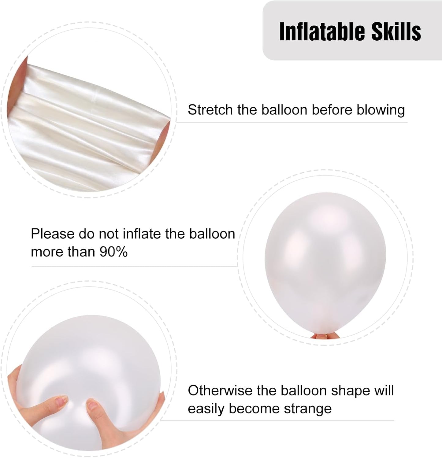 RUBFAC Pearl White Balloons - 12 Inch Party Balloons with Ribbons | 65pcs for Weddings & Celebrations