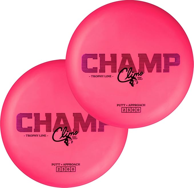 Climo Disc Golf Champ Putter 2-Pack - Trophy Line Plastic - 173+ Grams - White, Black, or Pink – Matching Putters – Ken Climo 12X World Champion