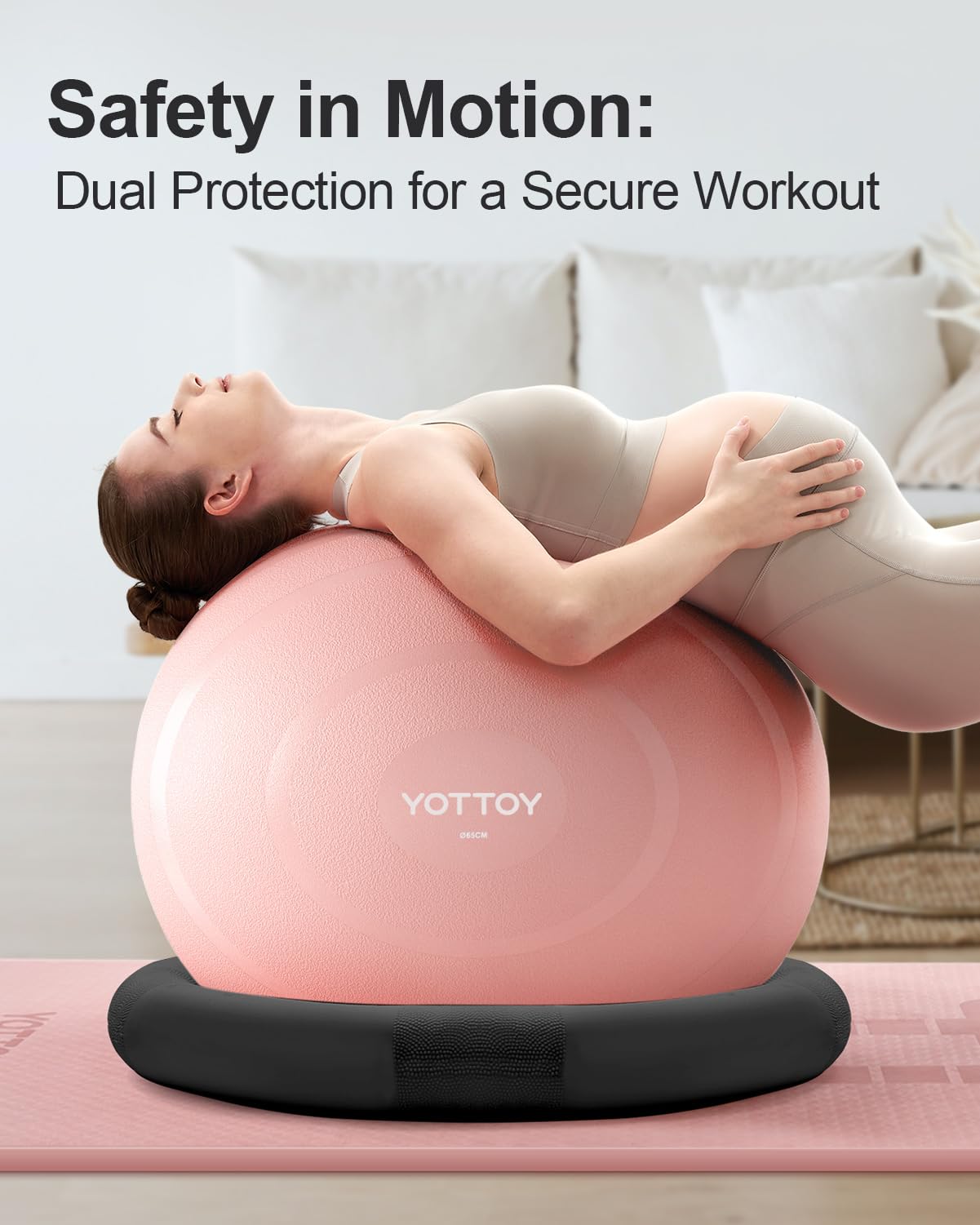 YOTTOY Balance Ball Chair,Exercise Ball Ring and Yoga Ball Chair for Office Use (Black)