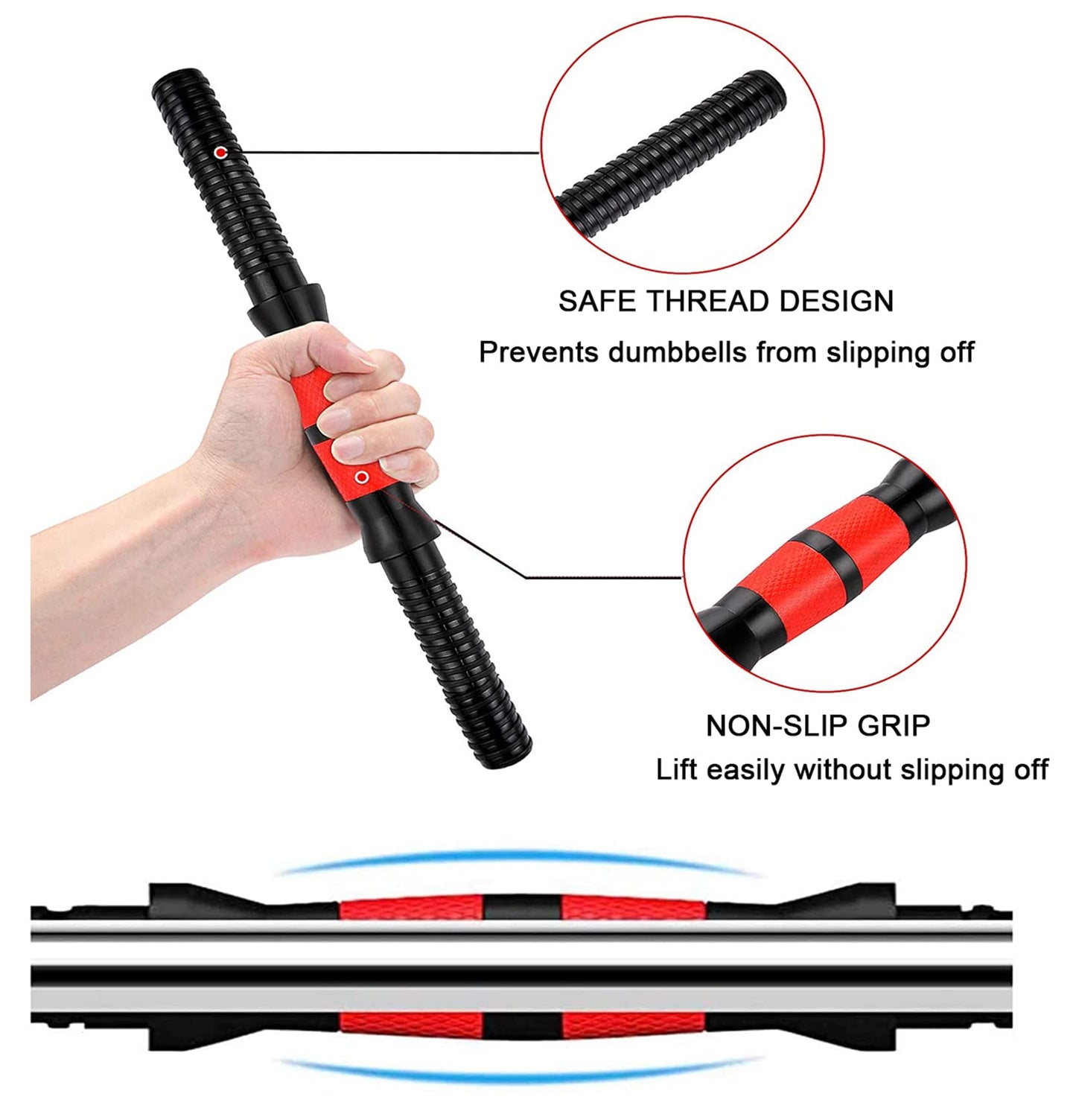 Detetap Dumbbell Bars Adjustable Dumbbell Weight Set Barbell Lifting - 2 x 15.74in Bars and 1 x 15.74in Connecting Rods for Gym Home 1