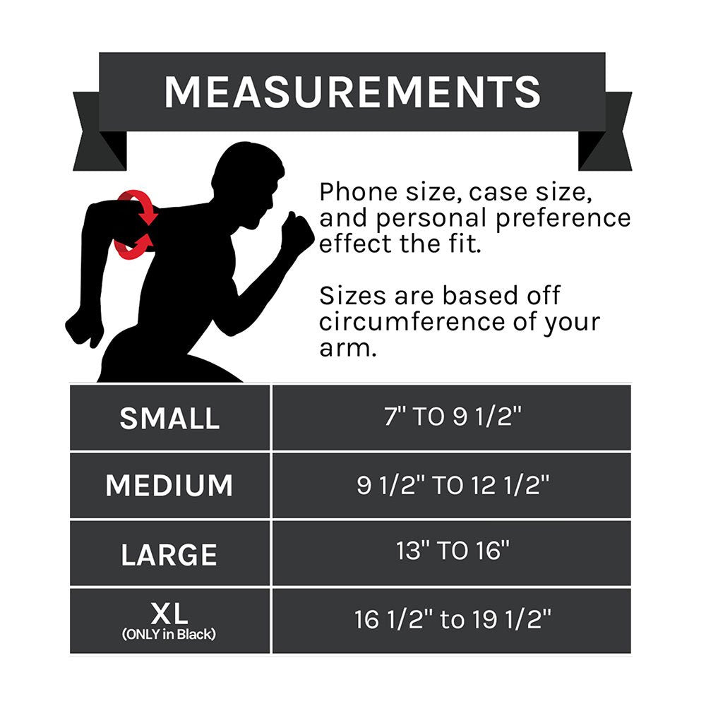 Sprigs Armband for iPhone 11/x/xr/8/7 Plus, Galaxy S10/S9, Google Pixel 4. Lightweight & Comfortable Running Armband, Stretches to Fit All Phones with Case - Black/HiViz, Large