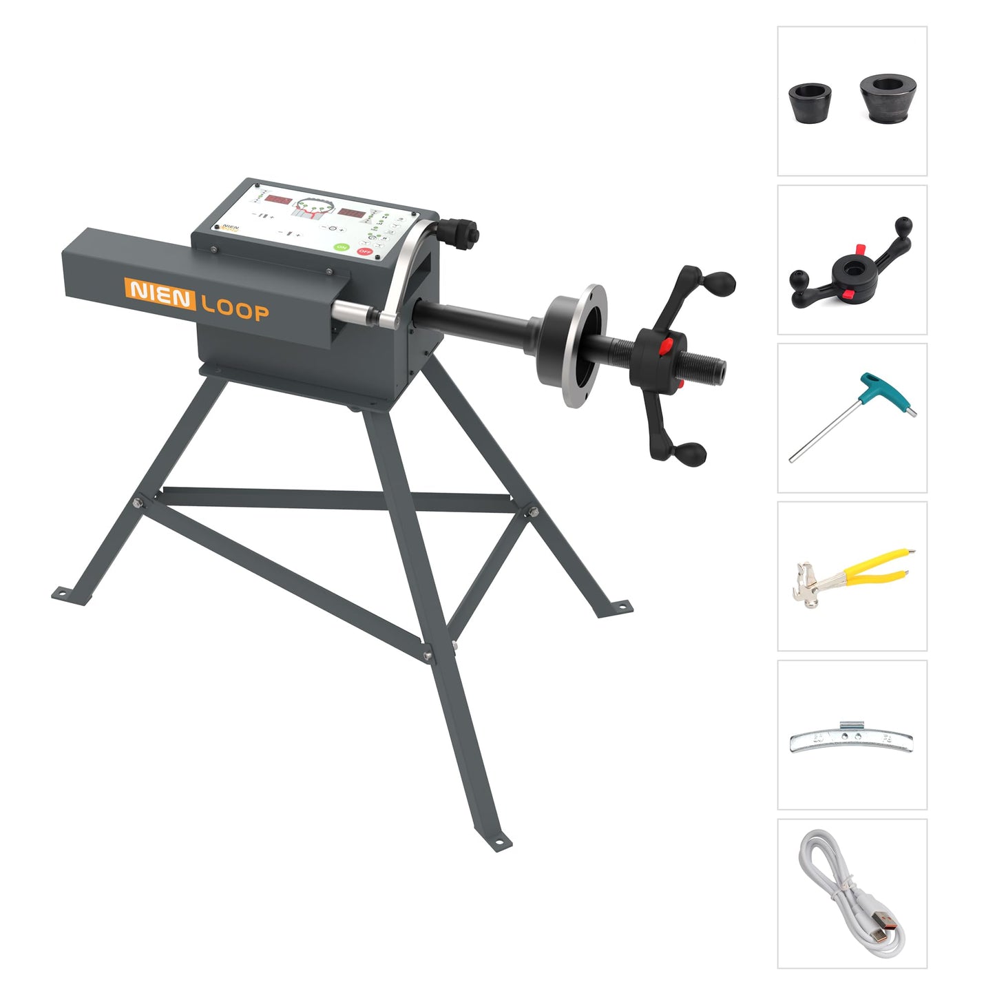 Nienloop Simple Wheel Balancer Machine, with Automatic Measurement Gauge, for Wheel Balancing, Manual Operation, Charged by USB