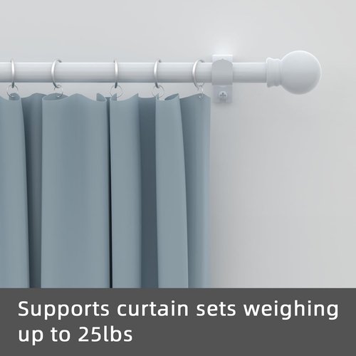 GXOACKJ Heavy-Duty Decorative Curtain Rods - 32-48 Inch, 5/8 Inch White Metal Set with Brackets