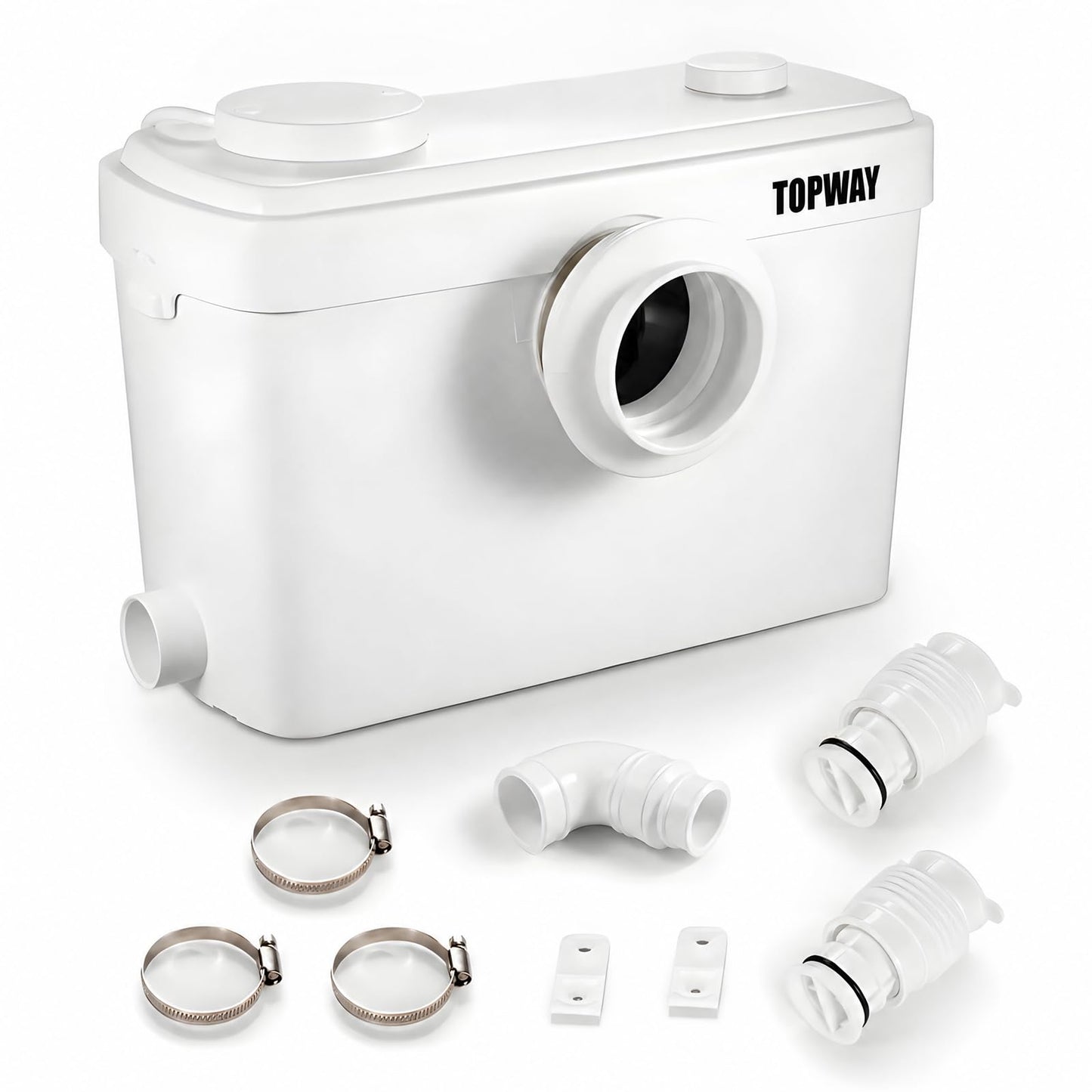 TOPWAY 900W Macerator Pump, 2800GPH Macerating Toilet System with 3 Inlets, Sewage Pump for Basement Upflush System Kitchen, Sink, Shower, Bathtub, Laundry Waste Water Disposal