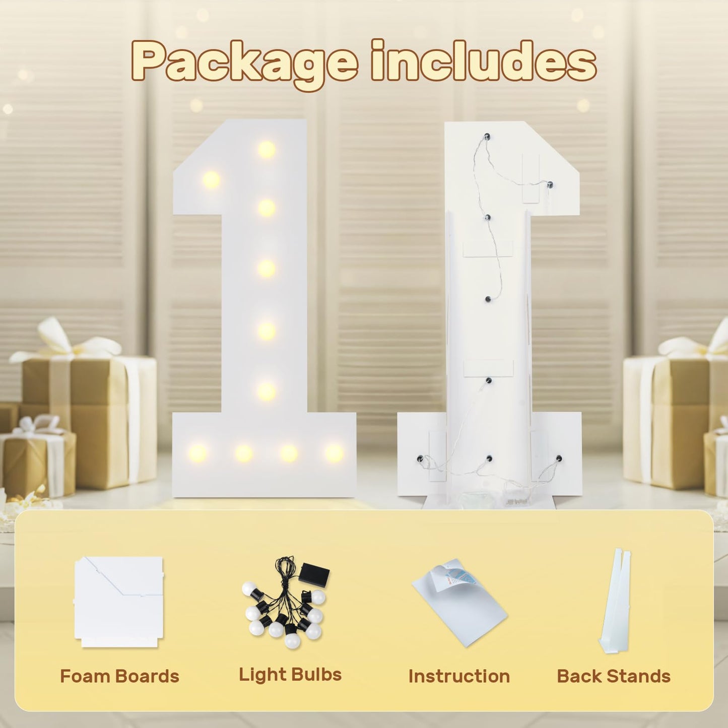 Bugame 4FT 70 Marquee Numbers, Big 70 Light Up Numbers for 70th Birthday Decorations Warm Light Marquee Numbers 4 Feet Tall for Anniversary Party Decor