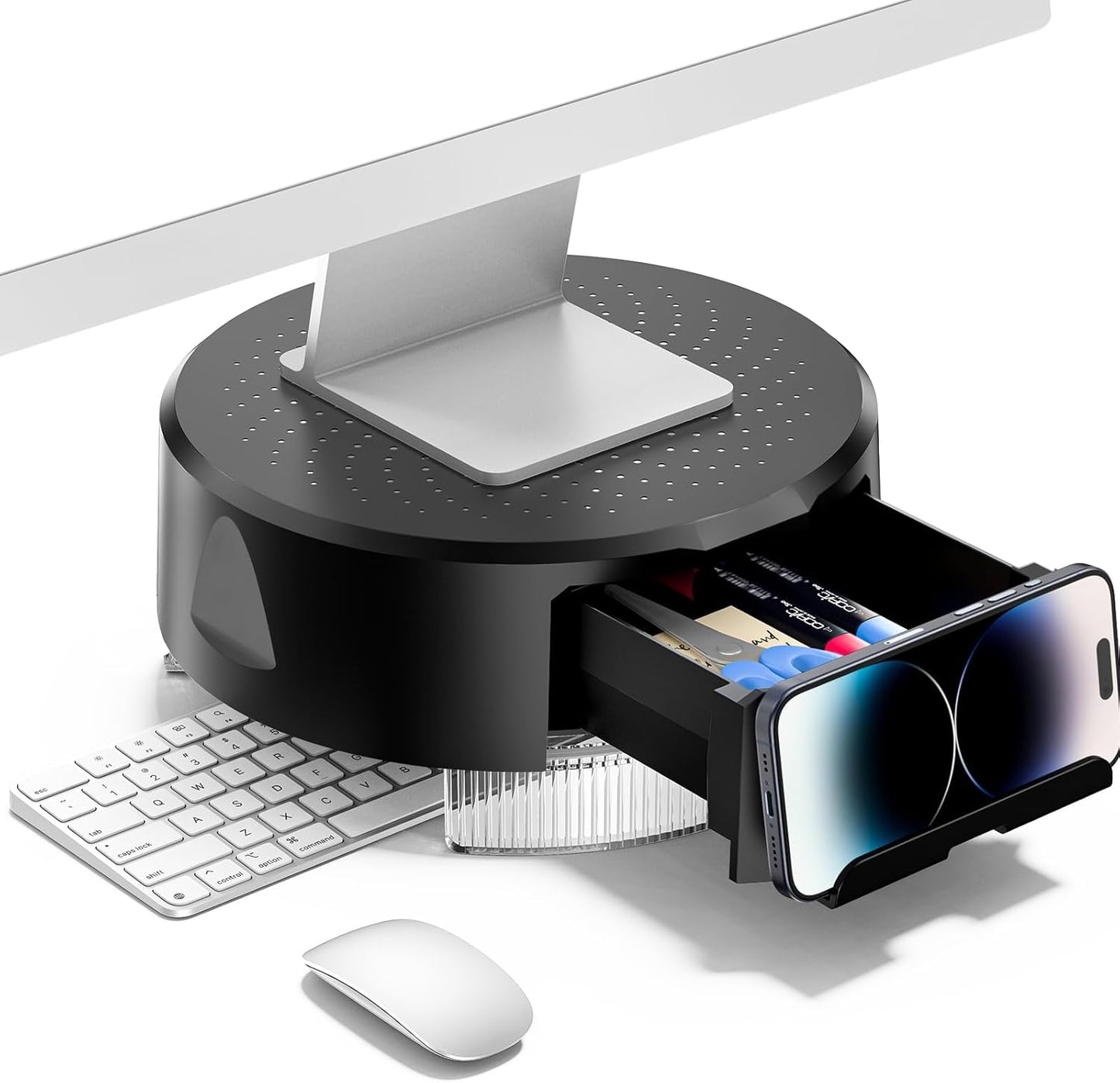 KDD Monitor Stand Riser with Drawer - Computer Monitor Stand for Desk with Storage /Phone Holder/Pen Tray - Desk TV