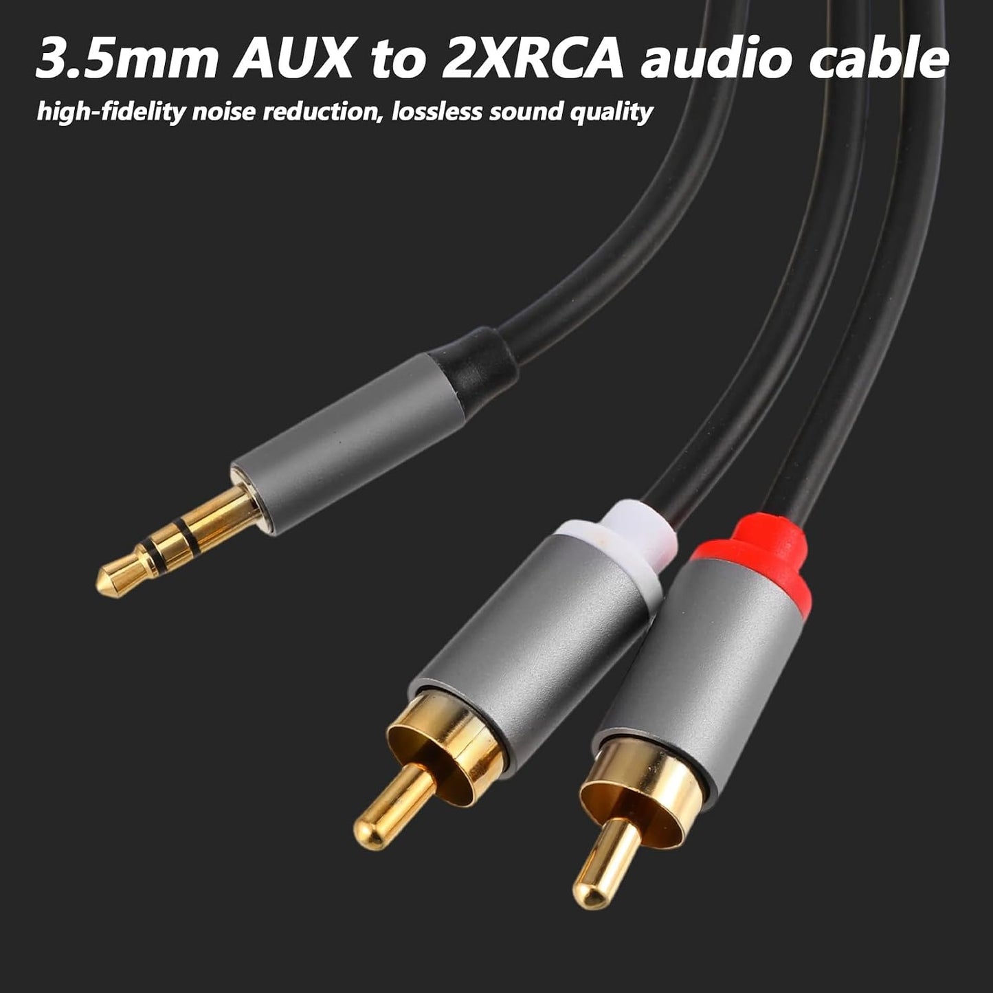 Jxiwfvl 3.5mm 1.5m 3.5mm 1/8 Inch 2RCA MP3 4.9FT RCA to AUX Cable, Y Splitter Cable Male to Male Headphone Jack