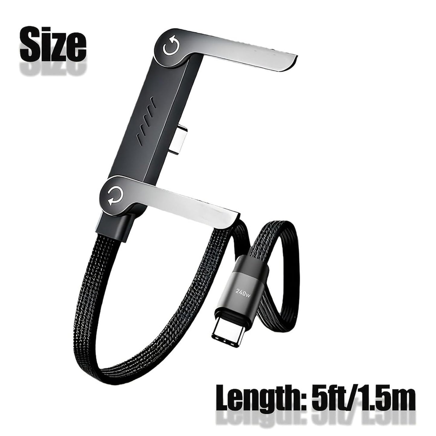 Antusckon 240w 2-in-1 Invisible Holder Charger Cable with Stand, Super Fast Charging Fast Charging Cord & Phone Stand