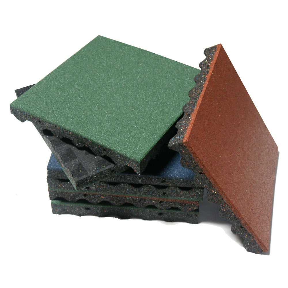 Rubber-Cal Eco-Safety Interlocking Playground Tiles - 2.50 x 19.5 x 19.5 inch - 10 Pack - 28 Square Feet Coverage - Black