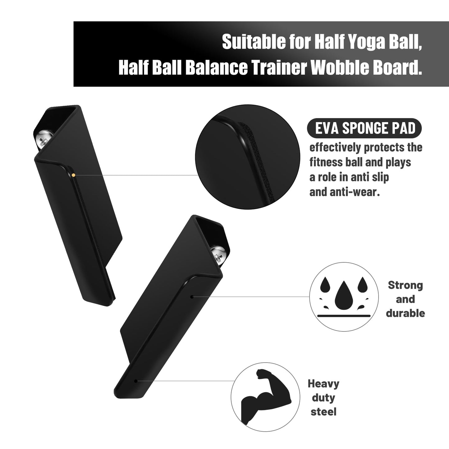 OMMUU Balance Ball Holder Wall mount,Half Exercise Ball Storage Bracket for Strength Fitness Ball,Yoga Stability Ball Rack Organizer for Home Gym Workouts