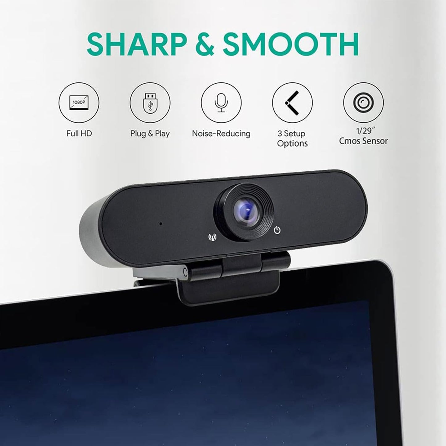 WEUNKNOWN 1080p Webcam with Dual Stereo Microphones & Privacy Cover, Full HD USB Desktop Web Computer Camera with Auto