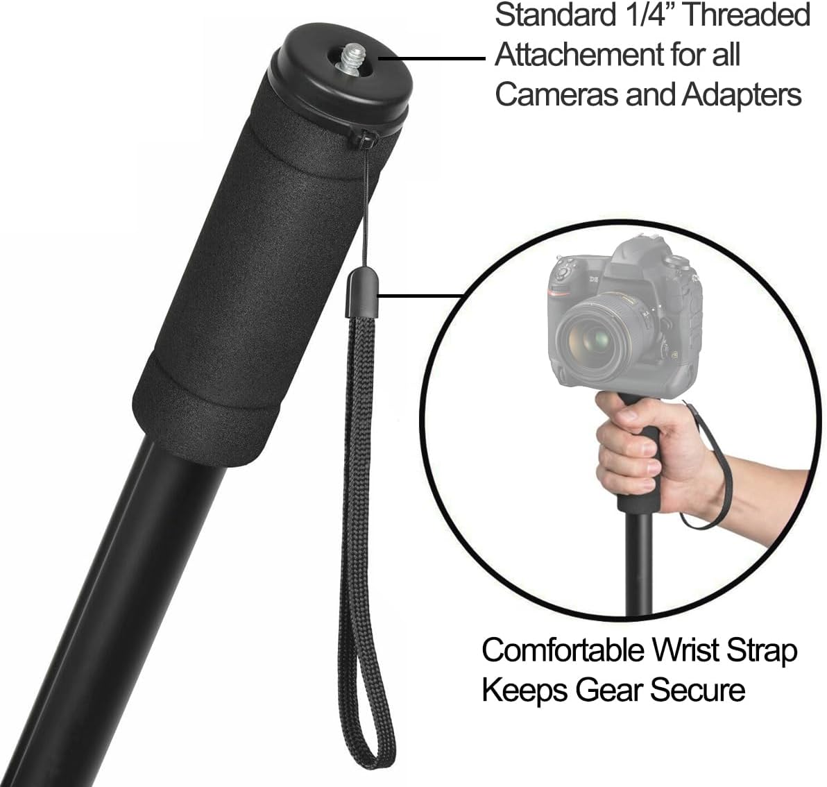KLIOMAX 62 Inch 4-Section Camera Monopod Lightweight Aluminum Monopod with Safety Strap for DSLR, Mirrorless & Video