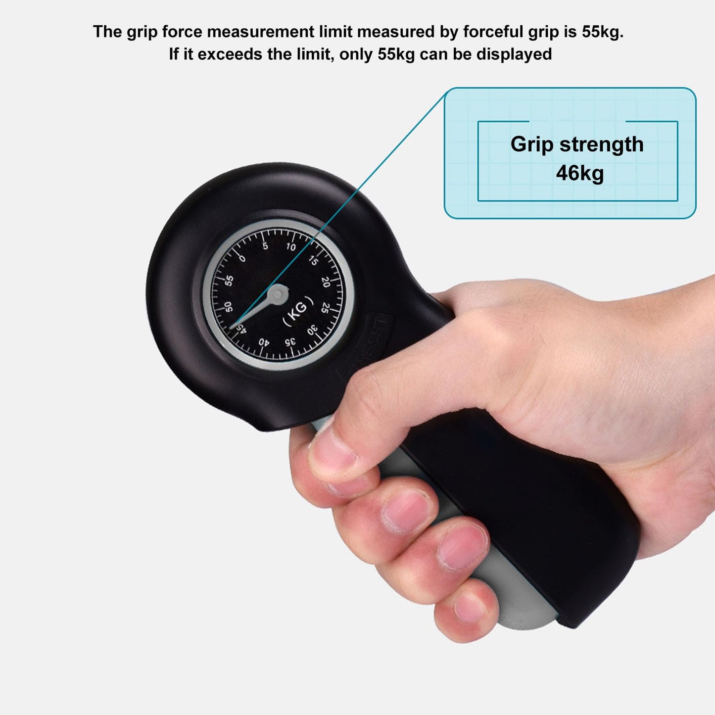 Hand Strengthener Grip Tester, Lightweight Portable ABS Hand Dynamometer for Measuring Grip Strength for Finger Trainer Wrist Strengthening Device Home Exercise (Gray Black)
