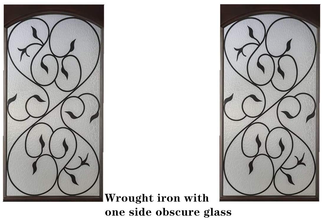 BGW Left Hand in-Swing Exterior Entry Door Finished Prehung Door Wood-Glass Waving Camping Pattern (Left-Hand, Double Door 3680)