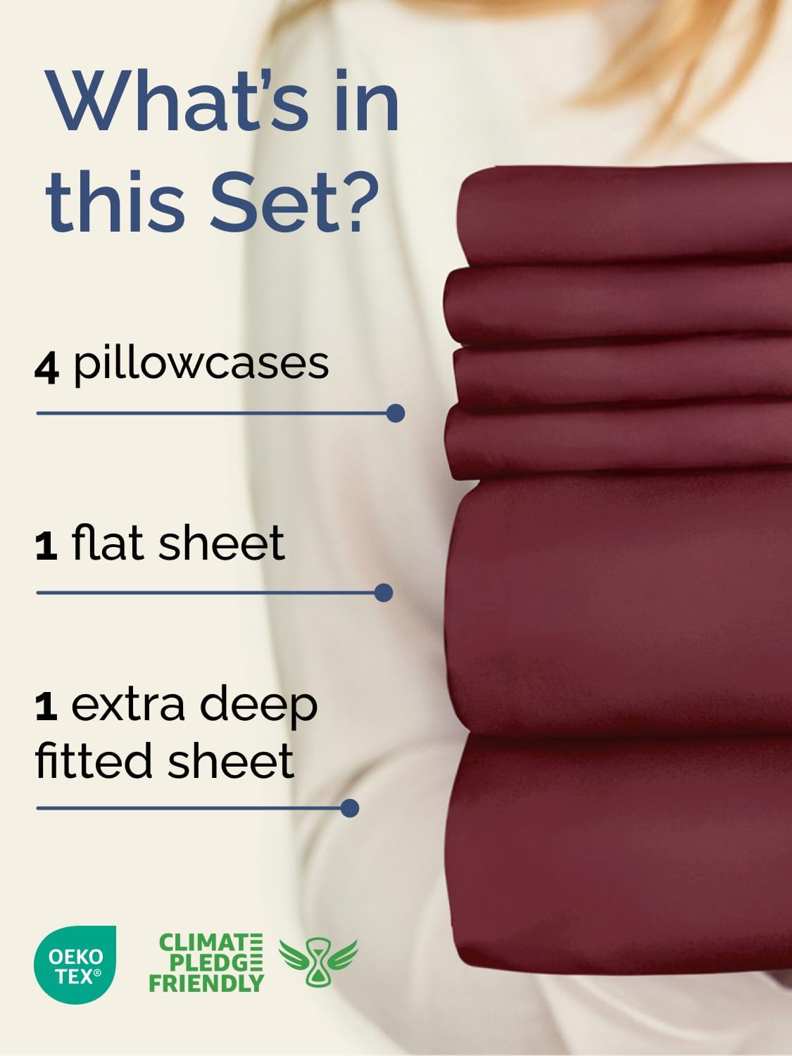 Skiennix Extra Deep Cal King Sheet Set - 6-Piece Breathable Cooling Bedding - Soft, Wrinkle-Free Burgundy
