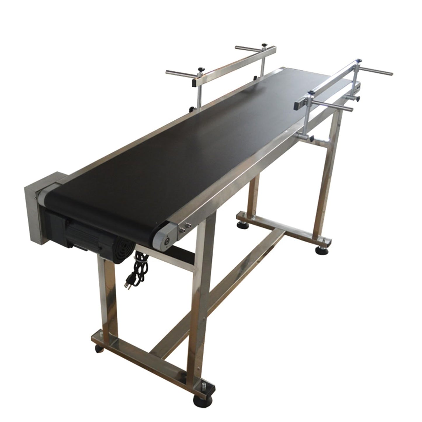 THUXEON 110V PVC Belt Conveyor with Double Guardrail, Conveyor Length 59inch Belt Width 11.8inch, Flat Conveyor Belt Systems with Anti-Static and Adjustable Speed for Industrial Transport