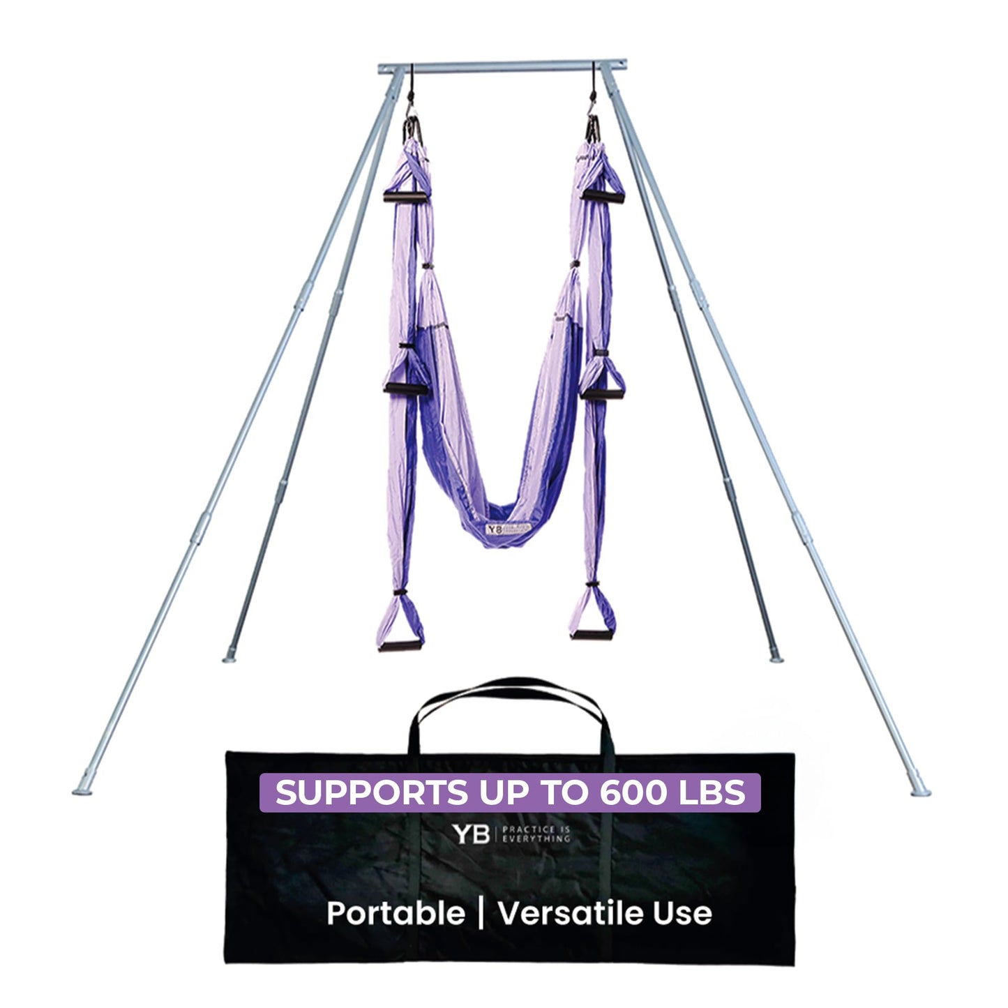 Yoga Trapeze Versatile Fitness Yoga Stand for Home & Outdoor | Easy 5-Min Setup | Supports Yoga Aerial Silks, Swings, Hammocks, Olympic Rings | Stable Solid Aluminum Supports Max 600lbs