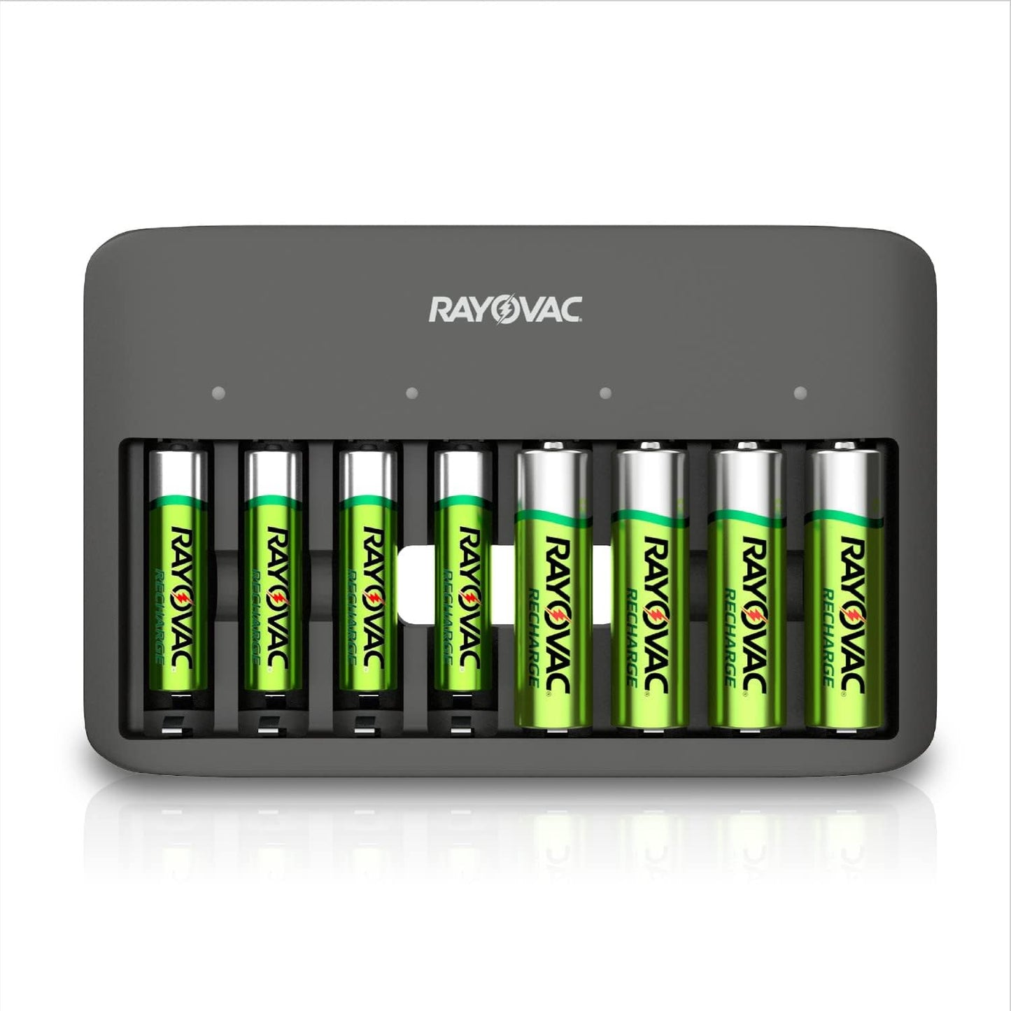 Rayovac 8 USB Battery Charger, Bay Charger for NiMH AA and AAA Rechargeable Batteries, Fast Charger for Batteries