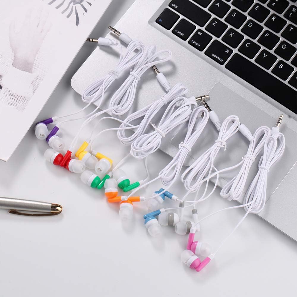 50 Pack (50Mixed) CN-Outlet Kids Bulk Earbud Headphones Multi Colored, Individually Bagged, Wholesale Disposable