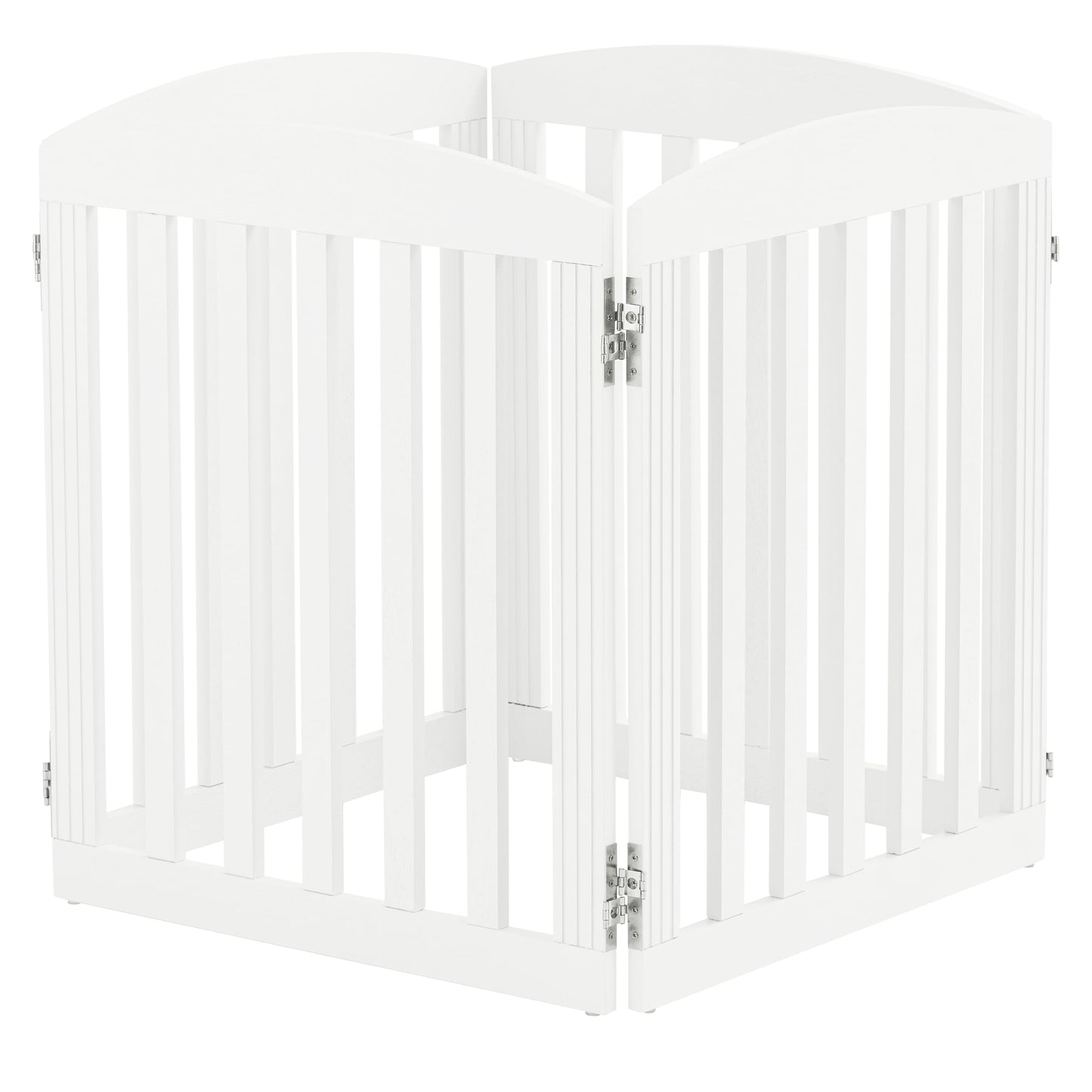 SPIRICH 96" Extra Wide 28" Tall Wooden Freestanding Foldable Dog Gate, Pet Gate Indoor, 4 Panels, White