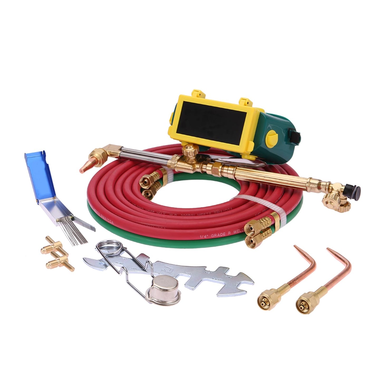 curfair Oxy Acetylene Torch Kit, Torch Set with Cutting Torches, Oxygen Acetylene Cutting Brazing Welding Torch Kit with Oxy Acetylene Tanks, Regulators & Hoses A