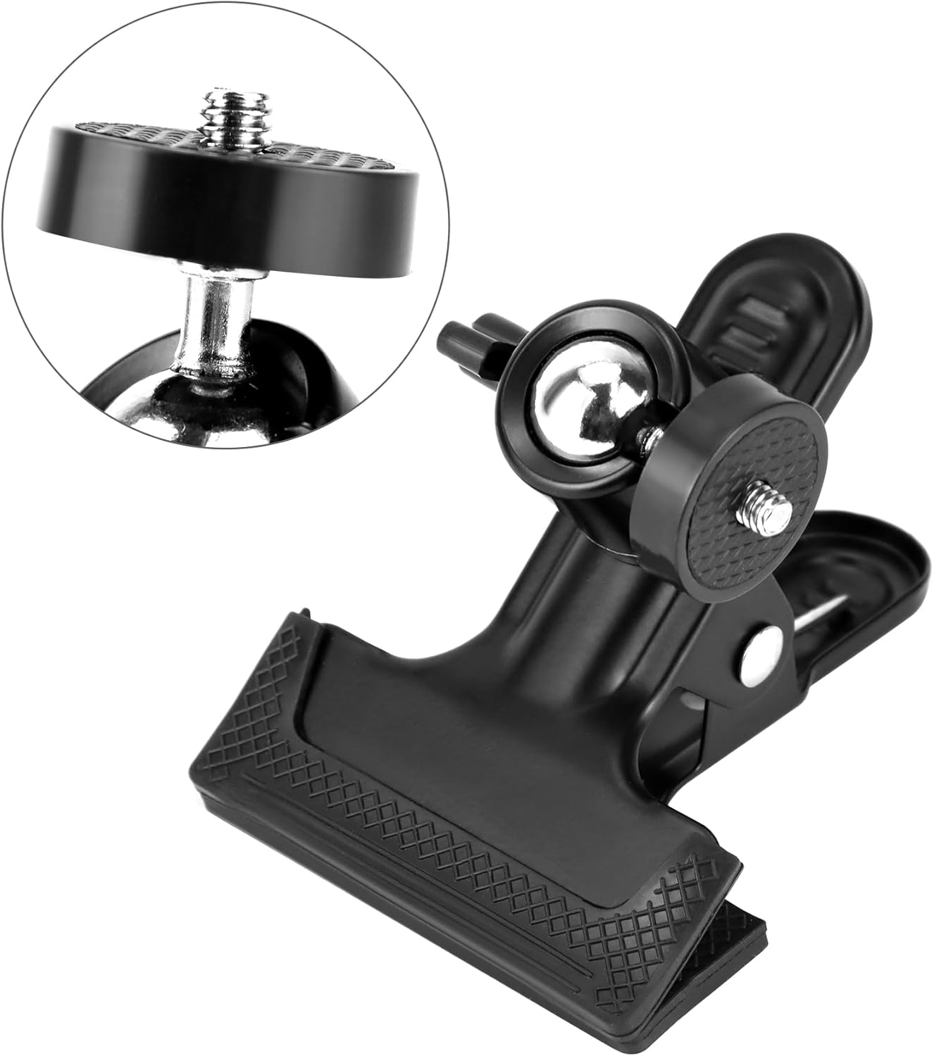 QWORK 4 Pack 360 Multifunctional Tripod Camera Clamp Flash Holder with Swivel Tripod Mini Ball Head, Black