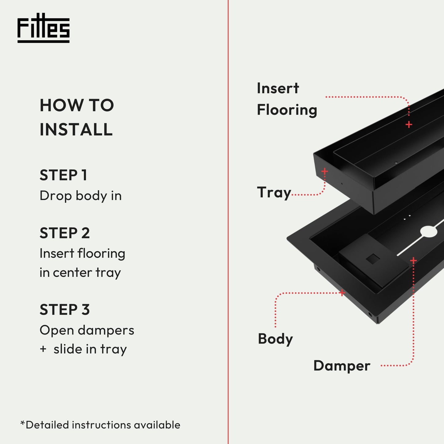 Fittes Framed Floor Vent [Luxe+], Steel HVAC Air Return Register Cover, Customizable Adjustable Increased Airflow Solution for Home Floor, 15-Min DIY Install, Damper Included – 6"x14" – Matte Black