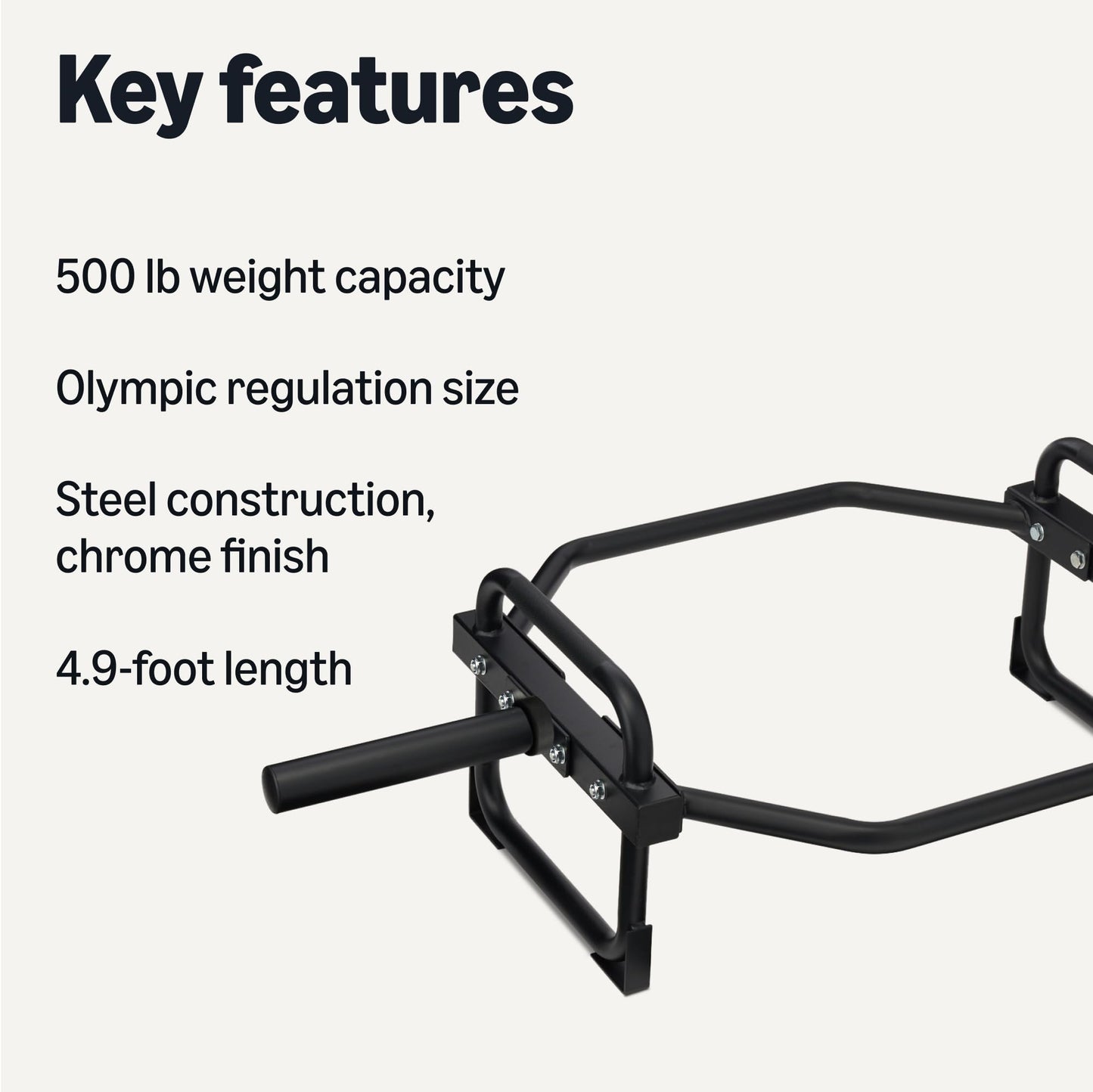 Amazon Basics Olympic Deadlift Hex Trap Bar, 2" Diameter, 500 lb Weight Capacity