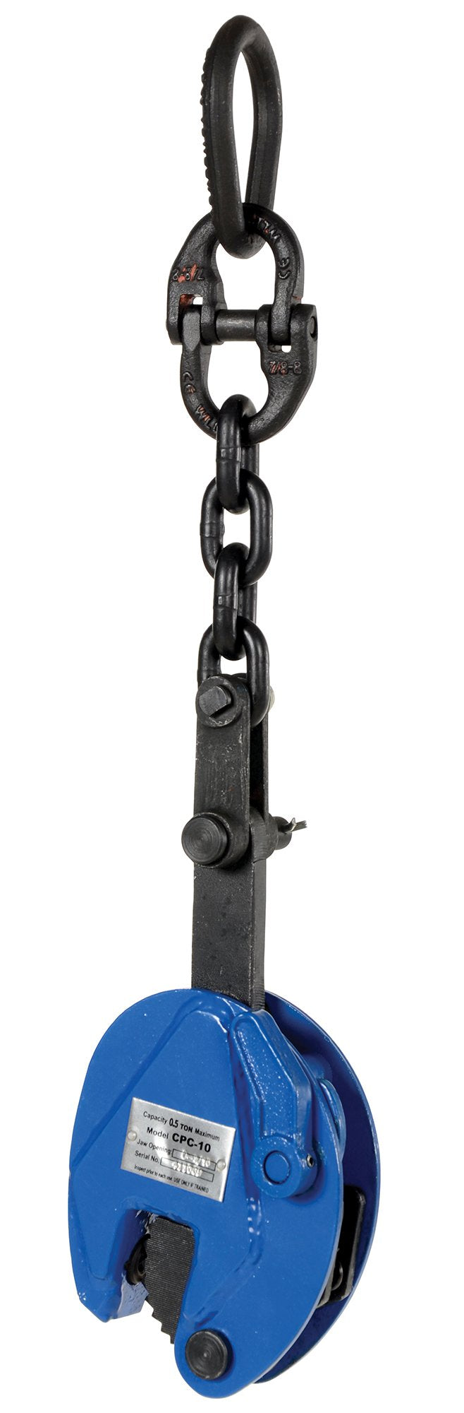 Vestil CPC-10 Steel Vertical Plate Clamp with Chain 4 In. x 1-31/32 In. x 16-7/8 In. 1000 Lb. Capacity Blue