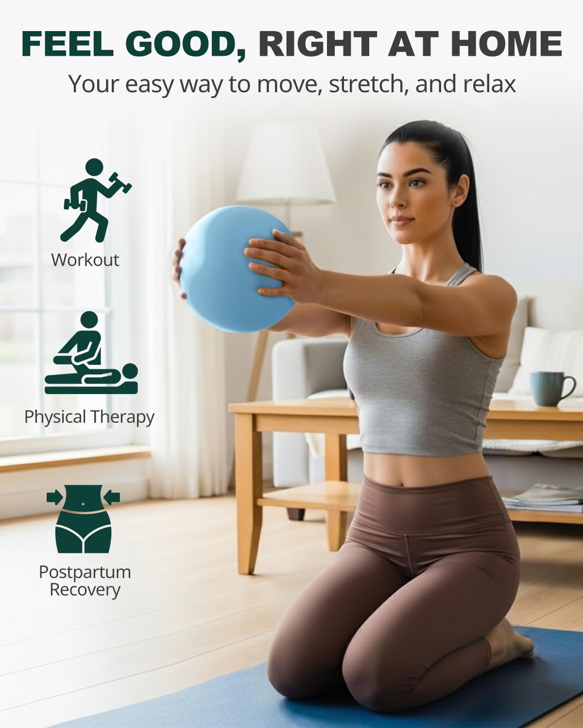 Trideer 9-Inch Pilates Ball, Small Exercise Ball for Yoga, Core Training, Physical Therapy, Balance, Stability and Stretching Pilates Equipment with Inflation Straw (Baby Blue)