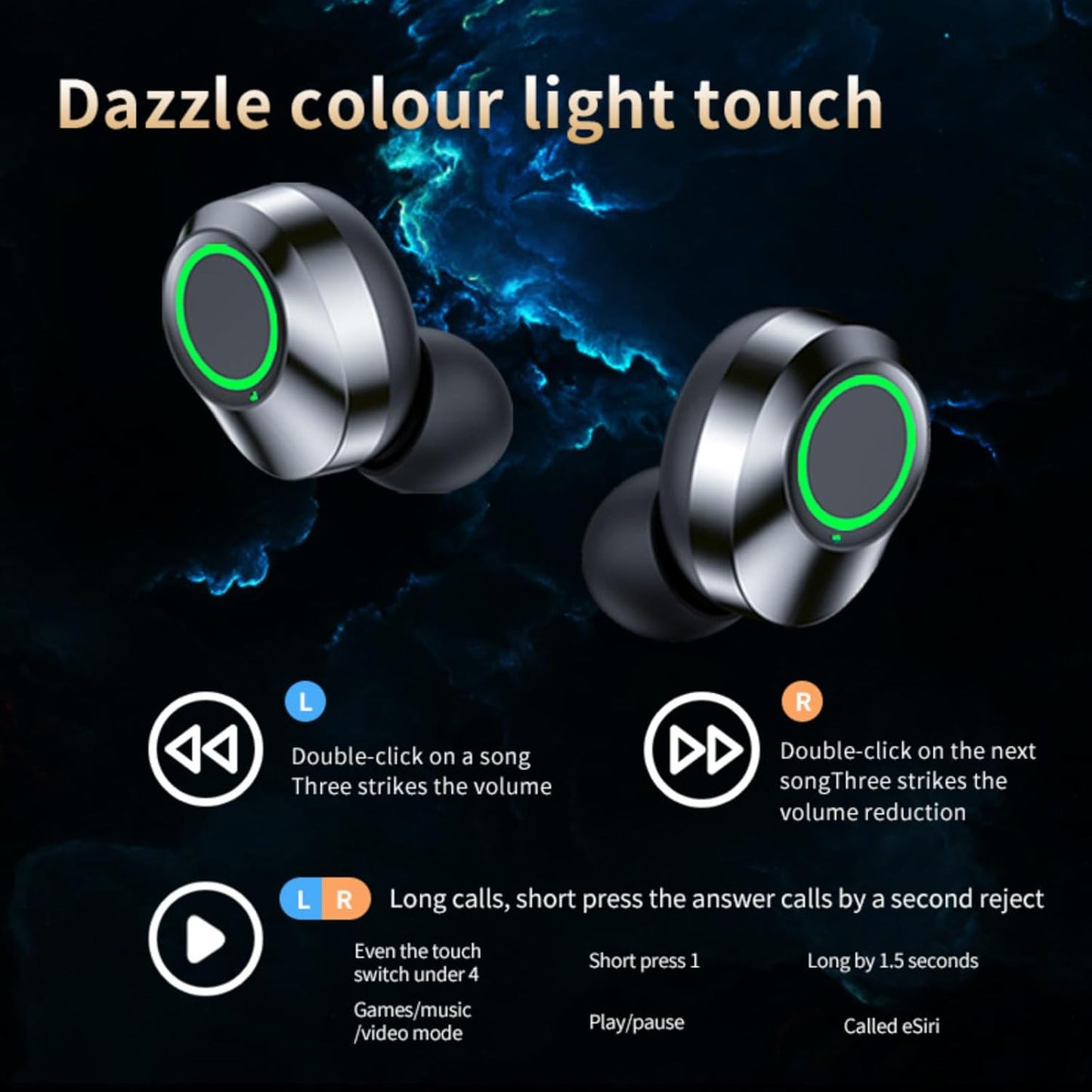 BSWLMDD 5.4 28-Hour Wireless Bluetooth Earbuds Battery Life Hi-Fi bass Earbuds Waterproof LED Display Charging case