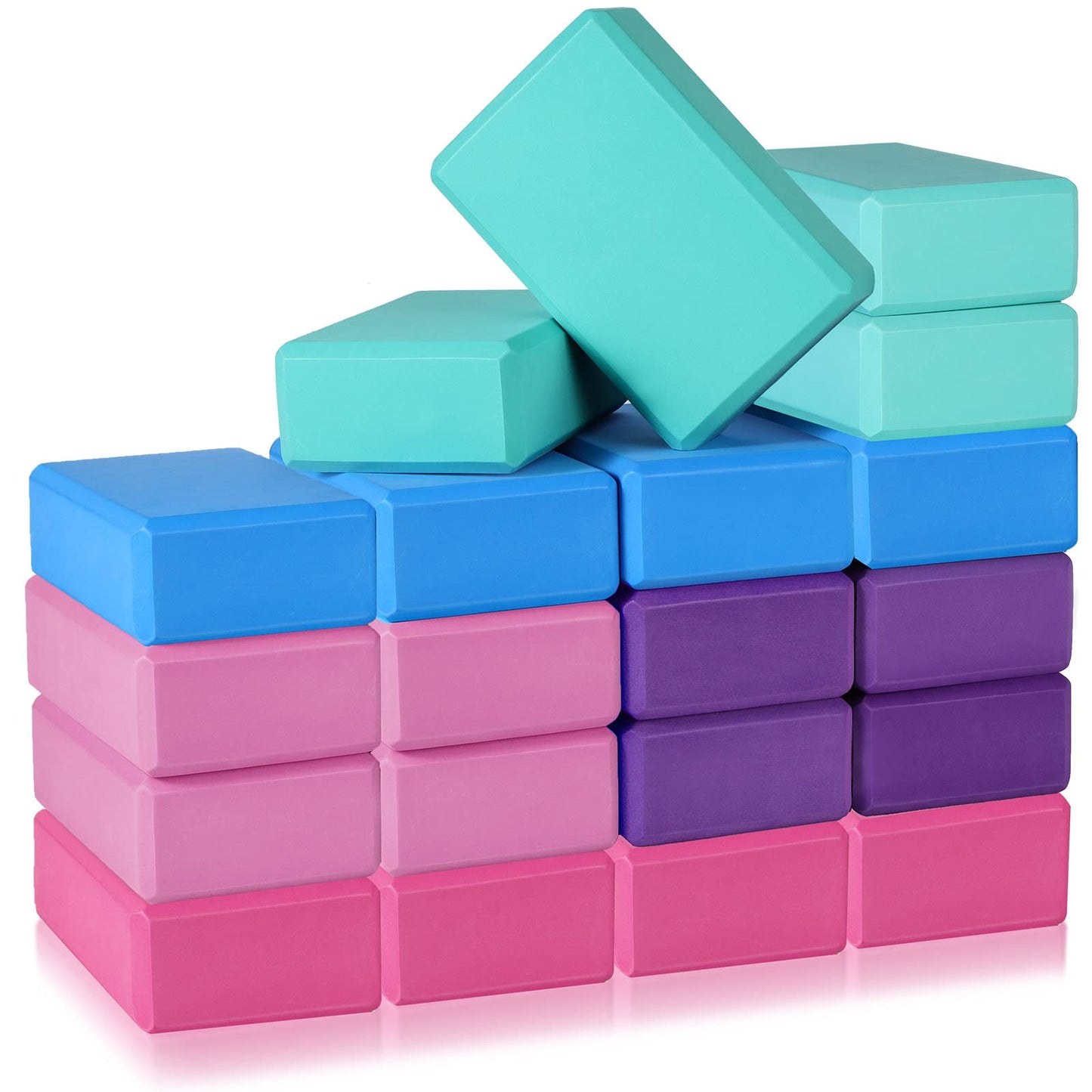 Honoson 20 Pcs Yoga Blocks Bulk 9''x6''x3'' High Density EVA Foam Blocks for Exercise Pilates Meditation, Lightweight Non-slip Surface, Improve Strength Balance Flexibility(Multicolor)