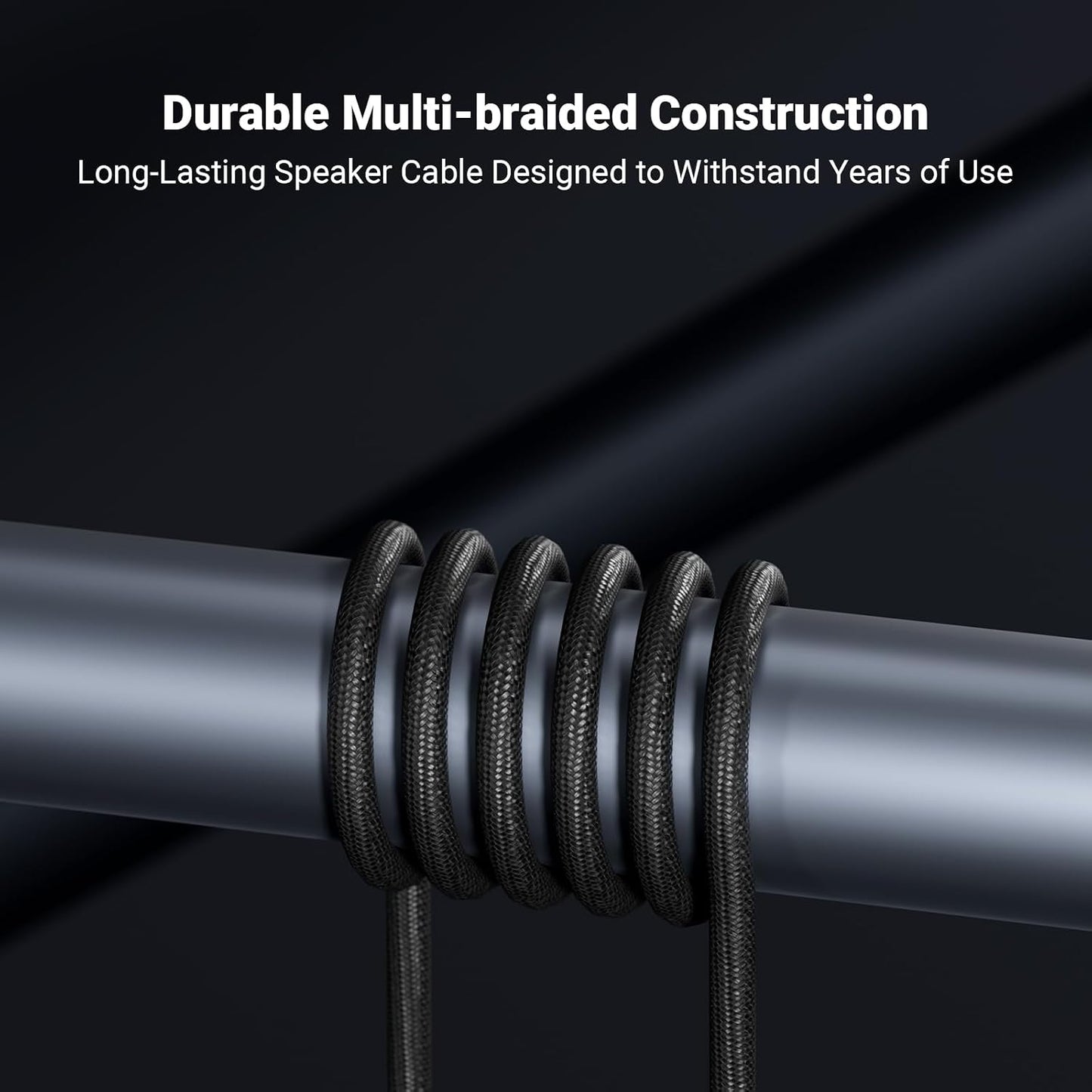 14AWG 5.9Ft, 1 Pack 4 (1.8m/70.87in) Fosi Audio Braided Speaker Wire Pair Cable with Gold Plated Banana Plugs, Black
