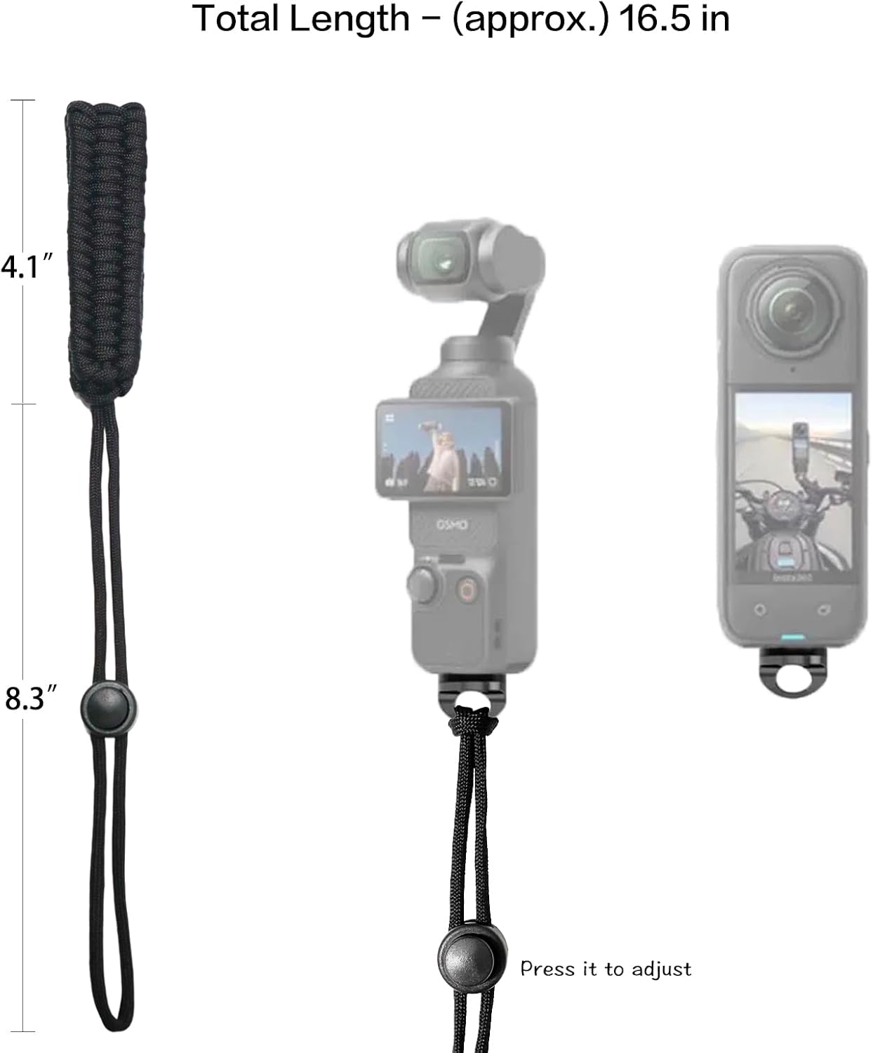 DJDIRY 1/4"-20 Insta360 Camera Wrist Strap with Screw, Adjustable Braided Paracord Hand Straps Lanyard for Selfie