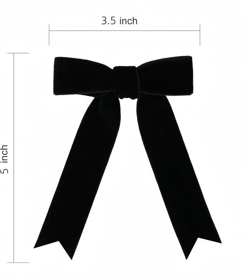 Meseey 12 Pcs Black Velvet Bows - Pre-Tied 3.5 Inch Vintage Ribbon for Gift Wrapping & Parties
