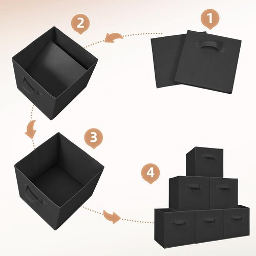 **Storage Maniac 11-Inch Collapsible Storage Cubes - Durable Fabric Bins for Closet & Office | 8-Pack Black**