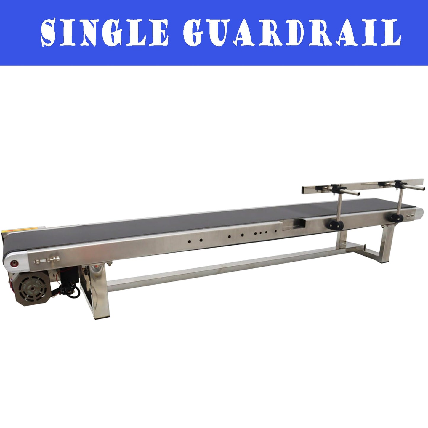 HQHAOTWU Flat Belt Conveyor PVC Belt Transport Conveyor Benchtop with Single Guardrail Stainless Steel Frames 59×7.8inch