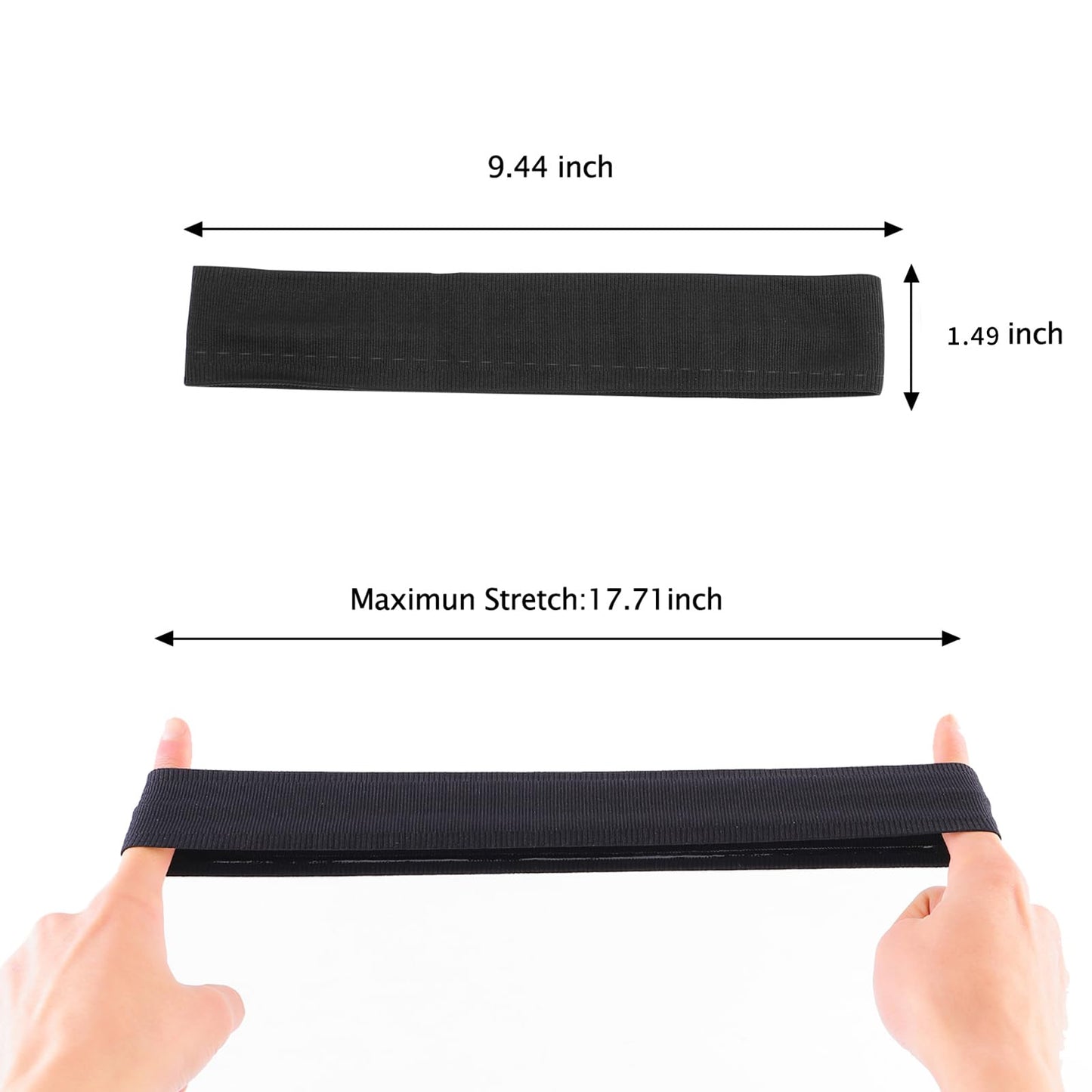ONEYE Black Workout Headbands for Women Men Non Slip Sport Silicone Sweatbands Elastic Hair Bands Yoga Running Sports Travel Indoor Fitness Gym with 5 PCS