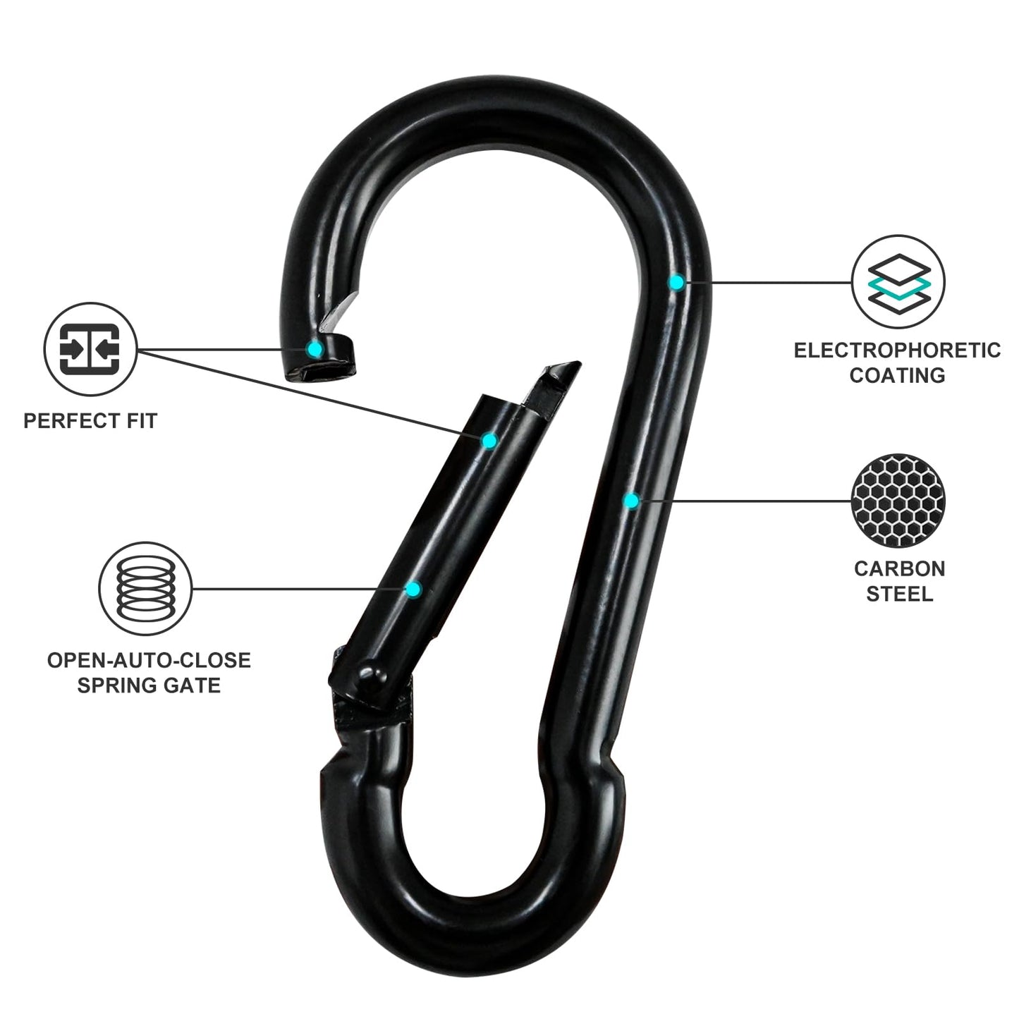 Small Carabiner Clip Hook, 1.57 inch 10 pcs Black Heavy Duty Spring Snap Hook Key Chain, Carabiners Clips for Outdoor Camping, Swing Set, Hammock, Hiking Travel, Fishing, Quick Link Keychain
