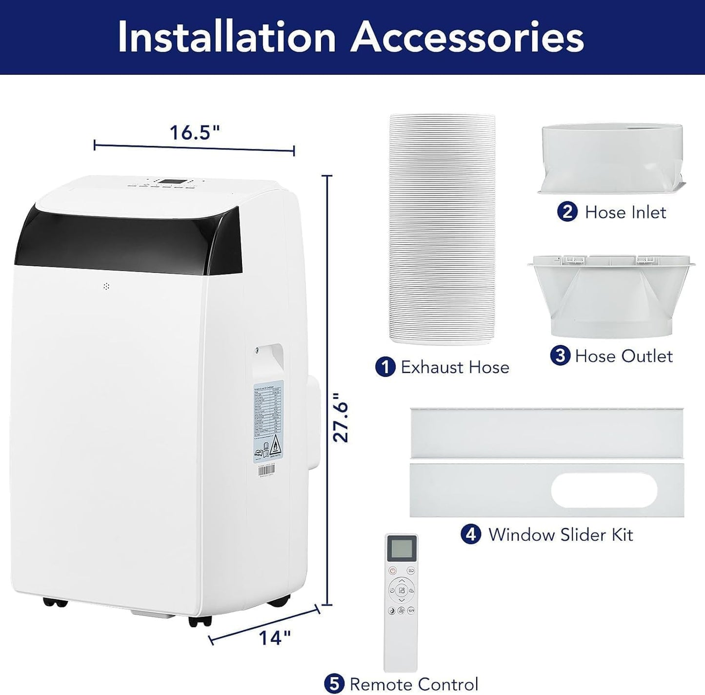 12,000 BTU Portable Air Conditioners, 4-in-1 AC Unit with Cool, Fan, Dehumidifier & Sleep Mode, Quiet Operation, 24H Timer & Remote Control for Bedroom, Living Room, Basement & Workshop