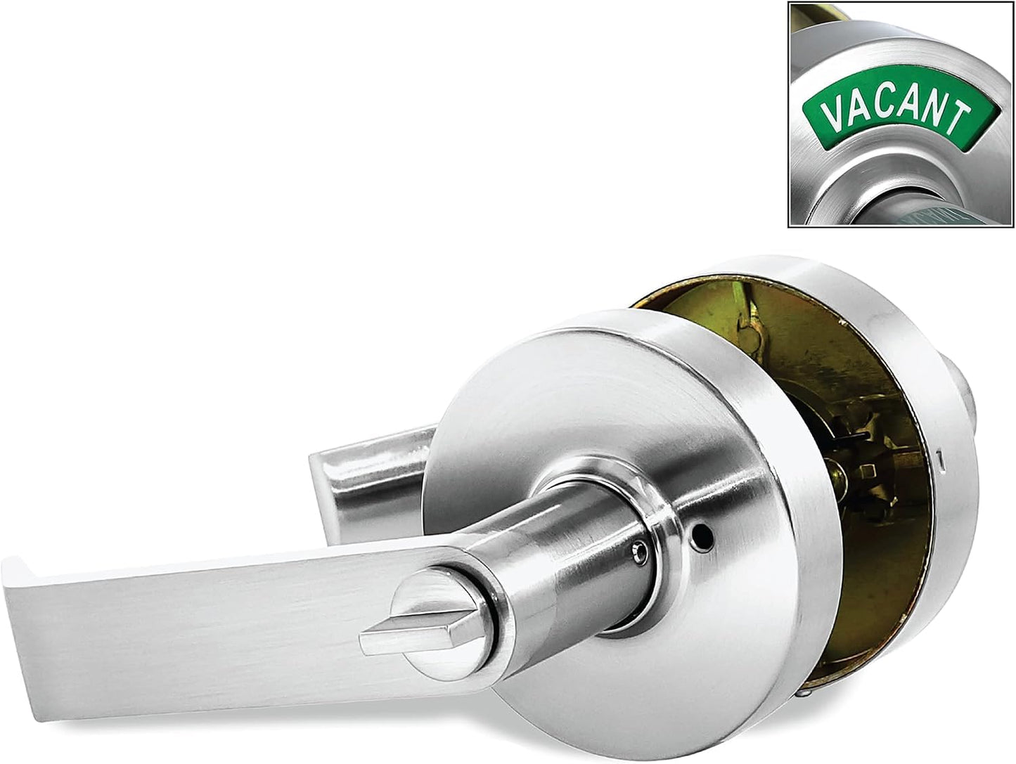 VIZILOK Commercial Door Lock for Bathroom Privacy, Safety, Standard Indicator Lock in Satin Chrome, ANSi Grade2, Perfect for Restaurants, Medical Offices, Airbnb, Dorms, Gyms, Fitting Room