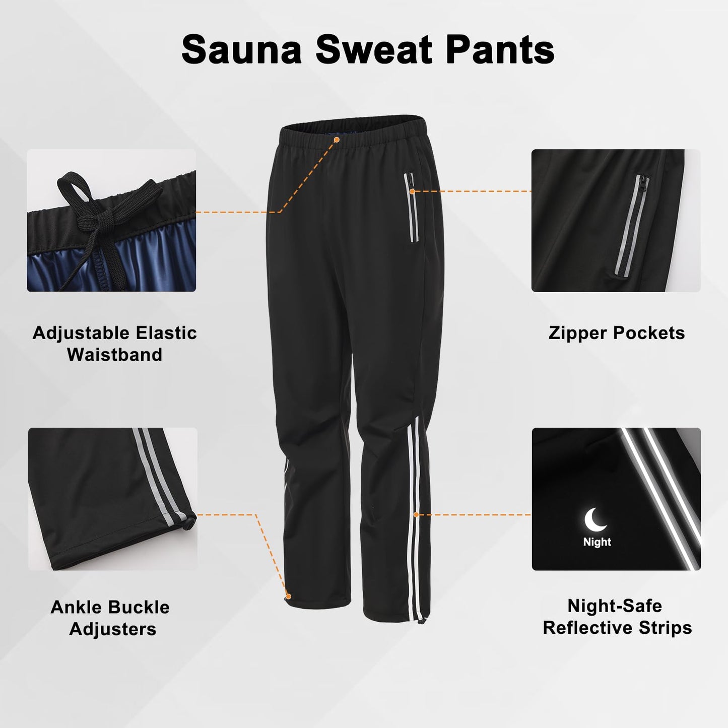 Donason Men's Sauna Suit Full Body Sweat Suit with Hood for Weight Loss Durable Sauna Jacket Pants for Gym Workout Body Shaper Heat-Trapping Fitness Shapeweasr Long Sleeve Tracksuit Zipper Top Bottom