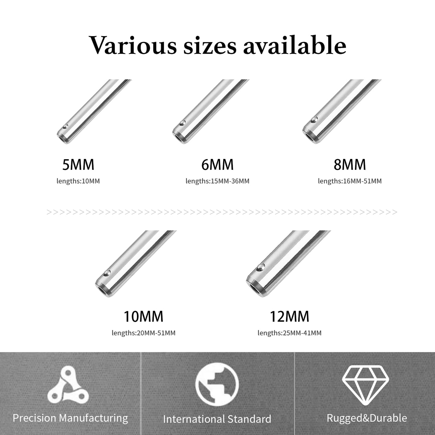 ZOWZEA 304 Stainless Steel Quick Release Pin 0.24 Inch(6mm) Diameter Ball Locking Pin with Push Button Lanyard Cable Usable Length 0.98"(25mm)