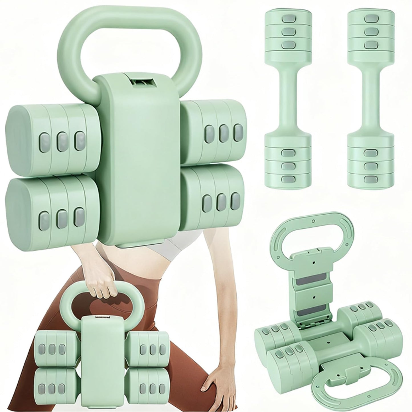 Adjustable Dumbbell Set, 4-in-1 Hand Weights Free Weights Set for Women, Fast Changing Dumbbells 2lb/3lb/4lb/5lb for Home Workout and Outdoor Fitness